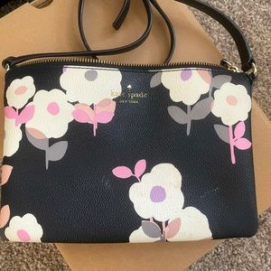 Kate Spade Leather Floral Black Crossbody Purse
